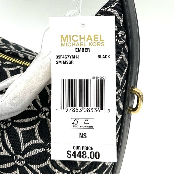 Michael Kors Ember Small Logo Jacquard Messenger Bag Black - Picture 11 of 11